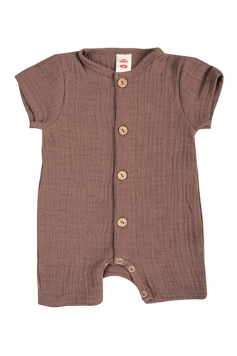 02252RC "Bamboo Muslin Choco" Rampers niemowlęcy Makoma 