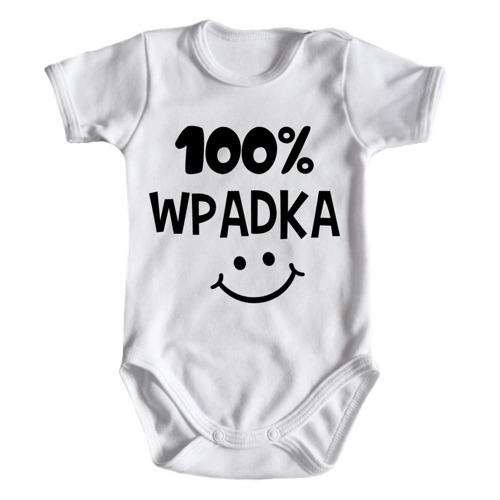 "100% WPADKA" Body krótki rękaw Moocha biały