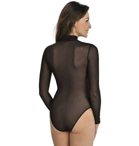 2435 Amy Body z transparentnej siateczki z półgolfem Teyli - black