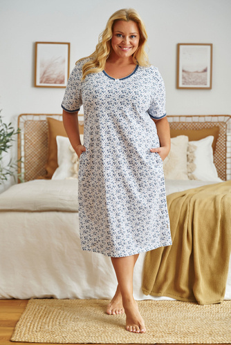 5157 Koszula Nocna Plus Size Doctor Nap - navy bloom