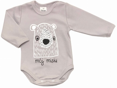 551219141 Body z długim rękawem "Mój miś" Oscar Kids - beżowy