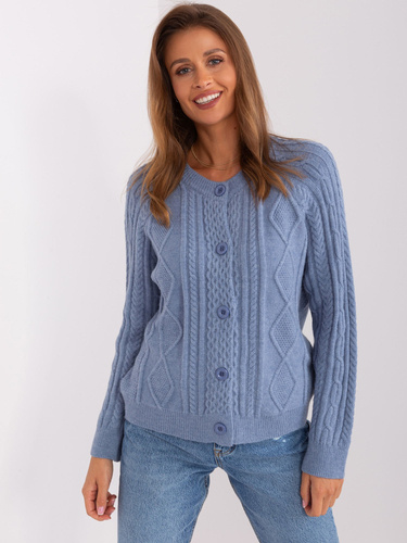 AT-SW-2346-2.99P Sweter rozpinany Paris - szaro-niebieski