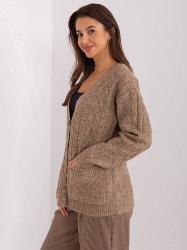 AT-SW-2358.31 Sweter rozpinany Paris -ciemny bezowy