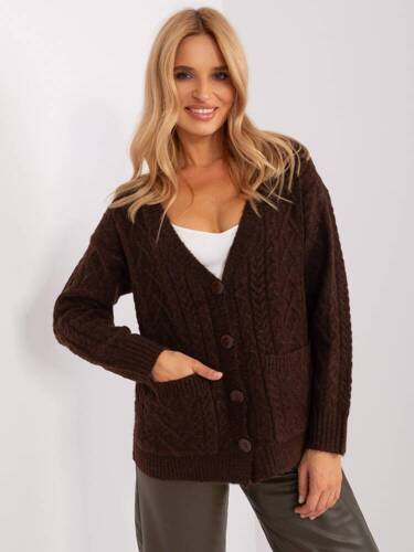 AT-SW-2358.31 Sweter rozpinany Paris - ciemny brązowy