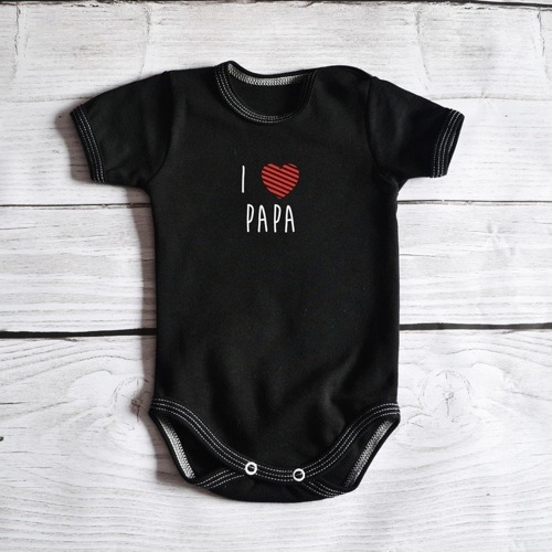 Body krótki rękaw "I <3 papa" Moocha czarne