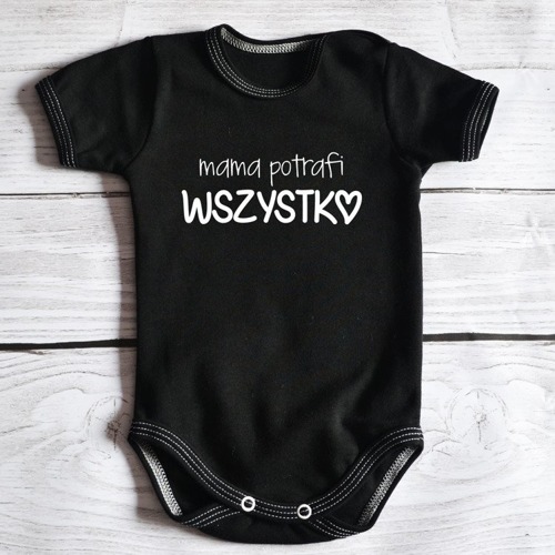 Body krótki rękaw "Mama potrafi wszystko" Moocha białe