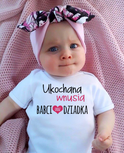 Body krótki rękaw "Ukochana Wnusia babci i dziadka" Moocha białe