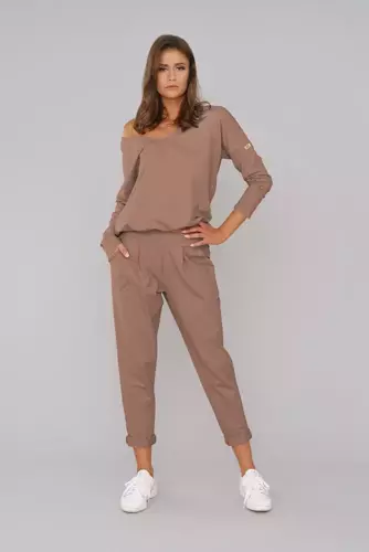 Karina Komplet Damski długi rękaw, spodnie Italian Fashion - karmelowy 