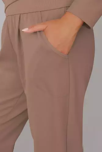 Karina Komplet Damski długi rękaw, spodnie Italian Fashion - karmelowy 