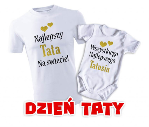 "Komplet dla taty i dziecka na DZIEŃ OJCA" koszulka + body Moocha biały