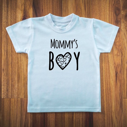 Koszulka dziecięca krótki rękaw "Mommy’s BOY" Moocha czarny