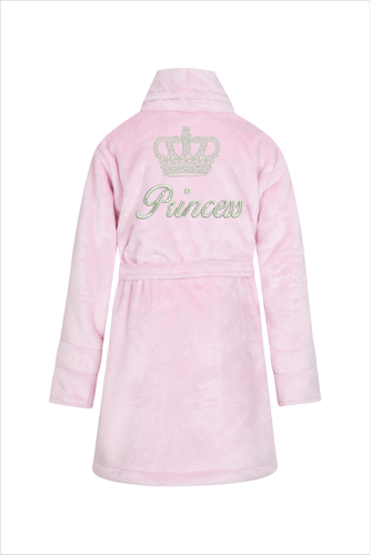 Princess + korona Szlafrok dziecięcy polarowy ByShelly - jasny różowy/srebrny