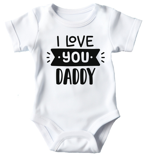 SKU A034 "I love You DADDY" Body krótki rękaw Moocha biały