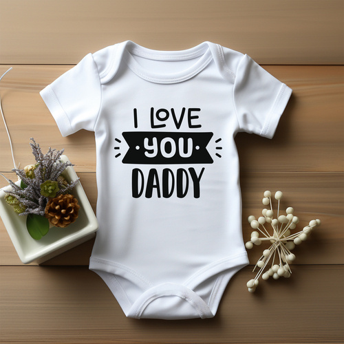 SKU A034 "I love You DADDY" Body krótki rękaw Moocha biały