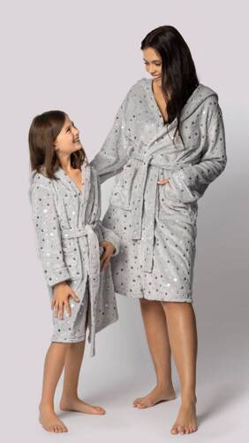 Star szlafrok dziecięcy Kids Envie light grey 