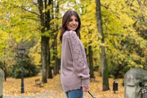 Versi Sweter damski na guziki Merribel - dusty rose 